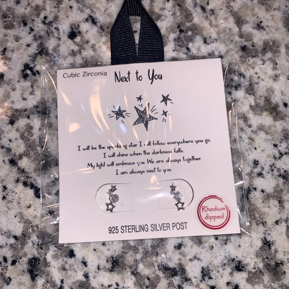 Cubic Zirconia Star Earrings - Silver